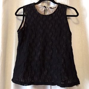 Cute Black Lace Sleeveless Shirt